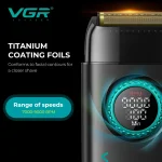 ست سشوار و ماشین اصلاح موی سر و صورت شارژی وی جی آر مدل Stepless pro مجموعه ۴ عددی - Image 6